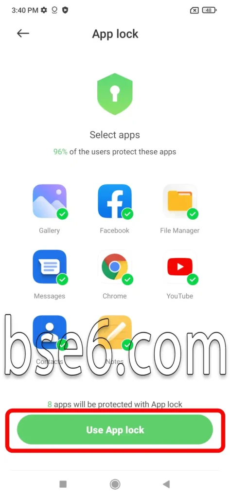 enabling app lock