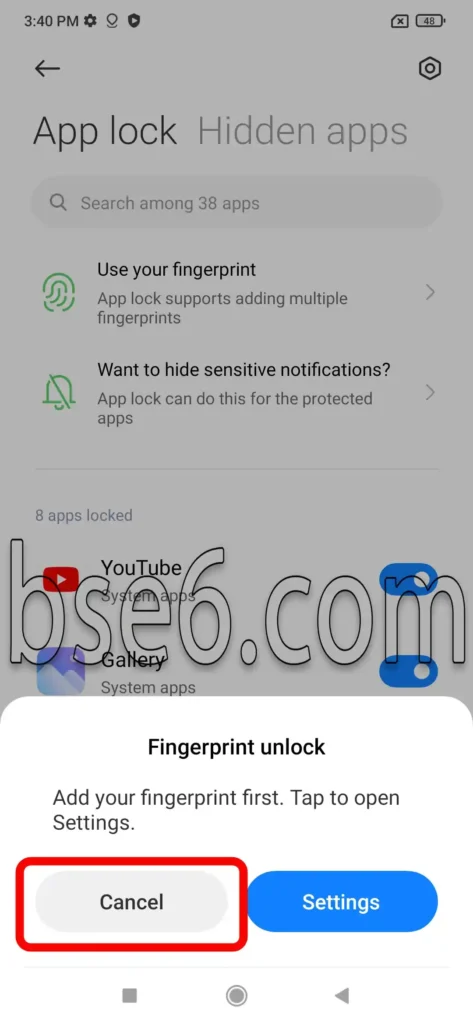 enabling app lock