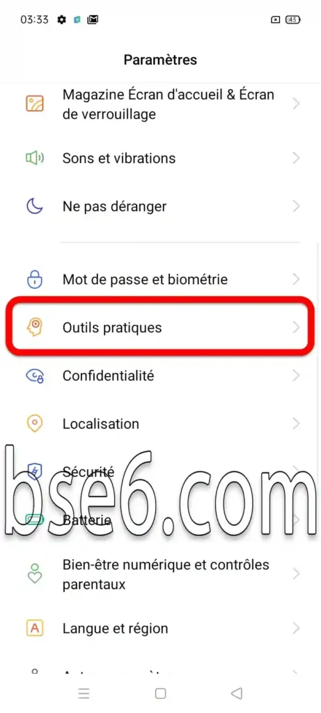 Boutons de navigation sur Realme