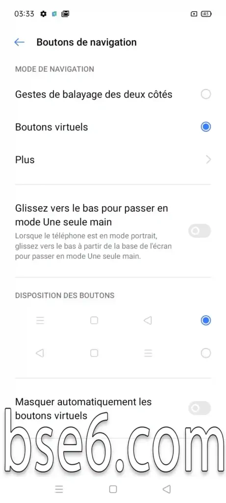 Contrôle de la barre de navigation sur Realme