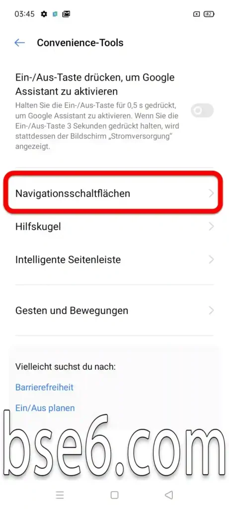 Steuerung der Navigationsleiste auf dem Realme