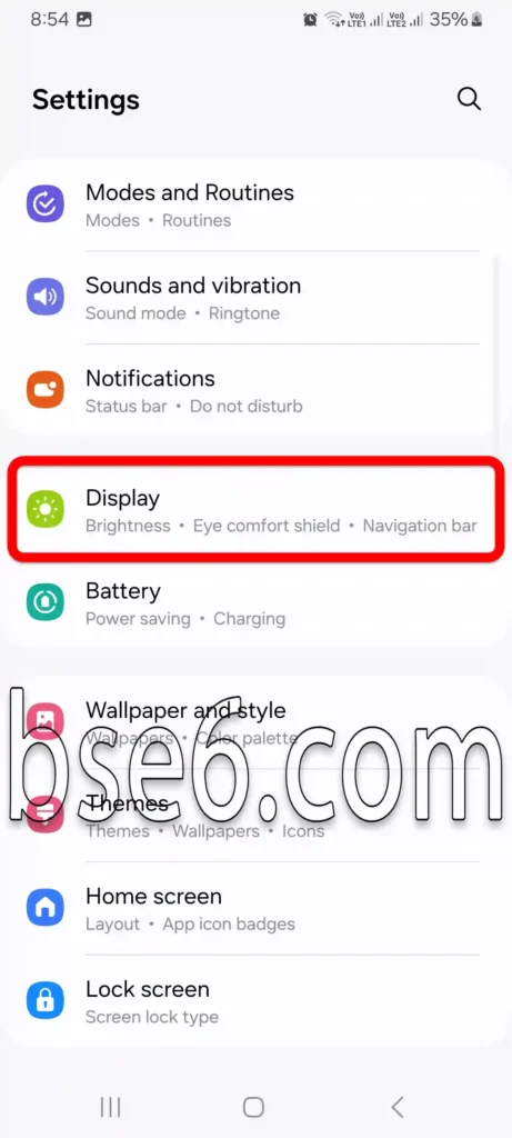 Activate eye protection mode on Samsung