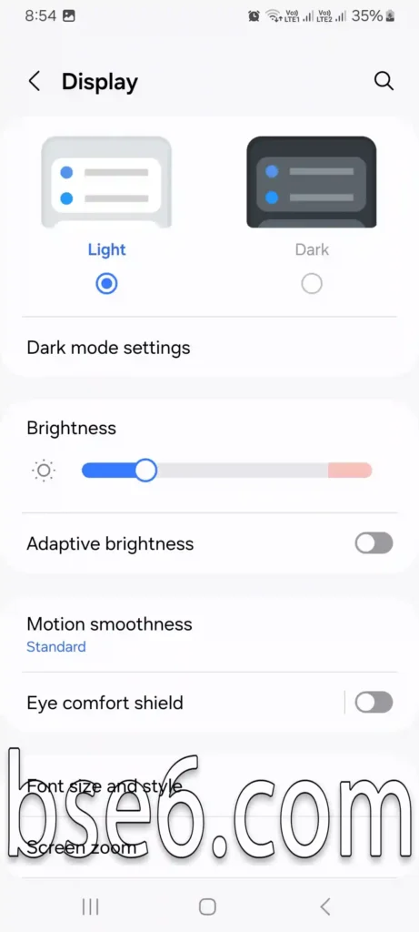 Eye Comfort Shield on Samsung