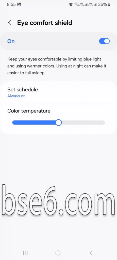 Eye protection in Samsung