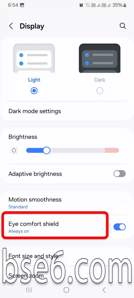 Augenschutz bei Samsung Augenschutz bei Samsung
